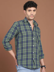 Green Checked Cotton Shirt for Men - SF_9033Green_S