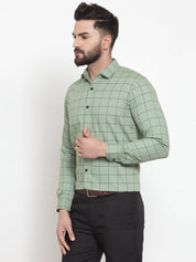 Green Checked Cotton Shirt for Men - SF_742Pista_S