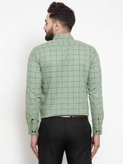 Green Checked Cotton Shirt for Men - SF_742Pista_S
