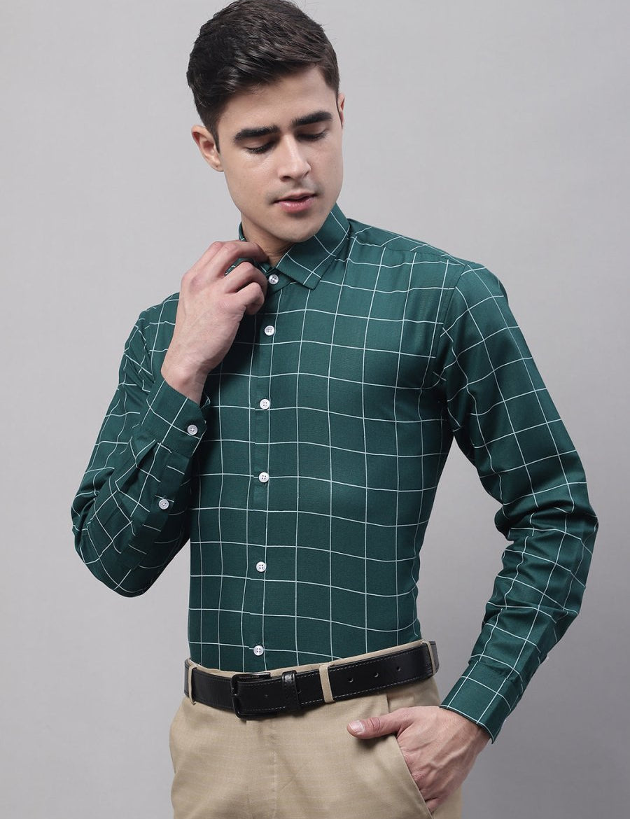 Green Checked Cotton Shirt for Men - SF_742Green_S