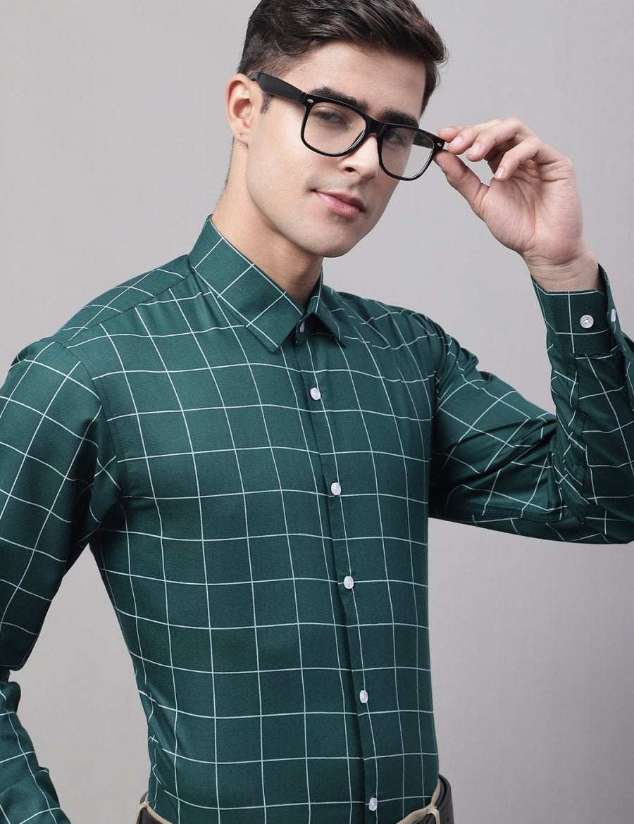 Green Checked Cotton Shirt for Men - SF_742Green_S