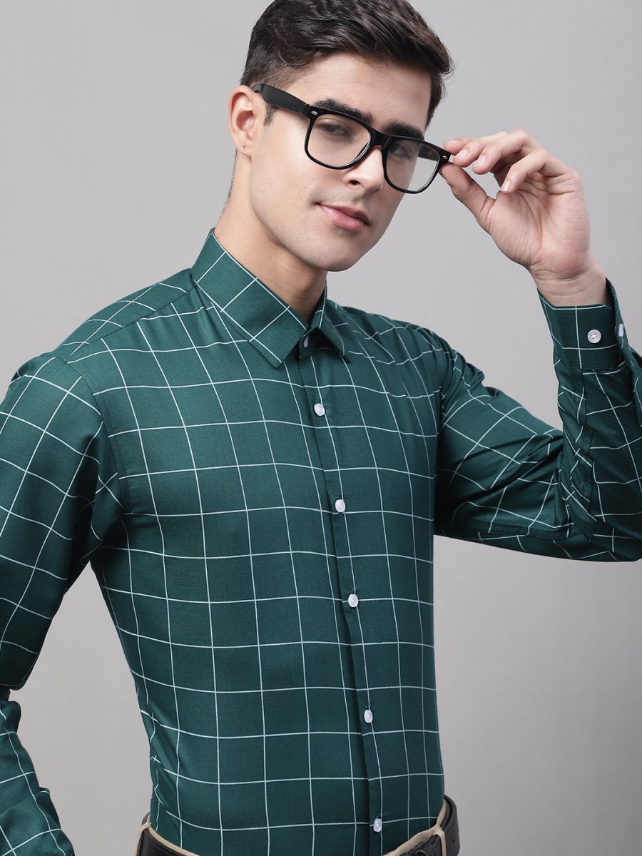 Green Checked Cotton Shirt for Men - SF_742Green_S