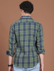 Green Checked Cotton Shirt for Men - SF_9033Green_S