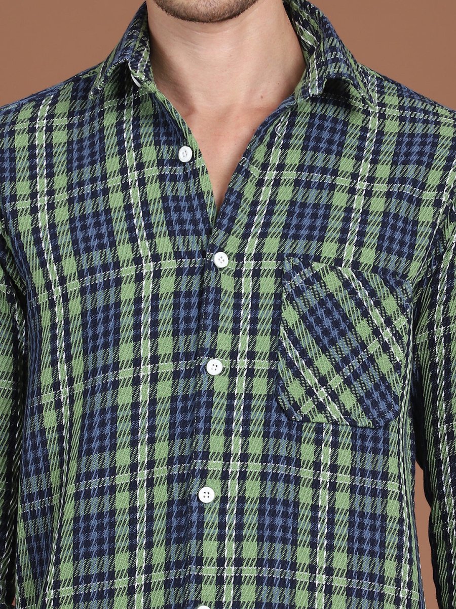 Green Checked Cotton Shirt for Men - SF_9033Green_S