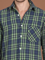 Green Checked Cotton Shirt for Men - SF_9033Green_S