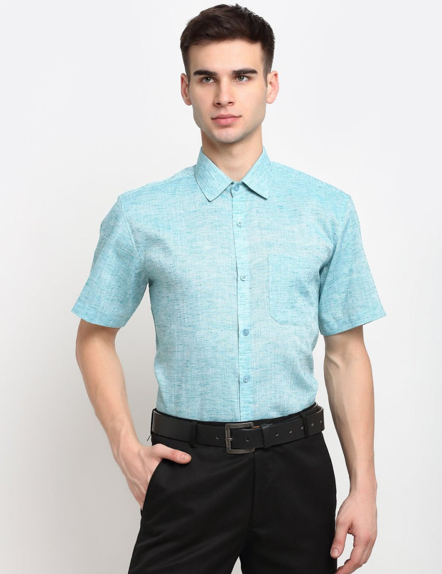 Green Solid Half Sleeve Shirt for Men - SF_783Green_S