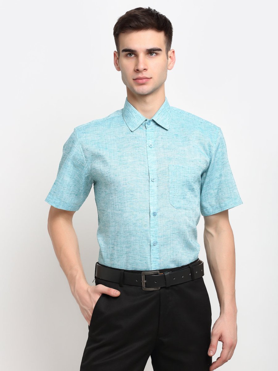 Green Solid Half Sleeve Shirt for Men - SF_783Green_S