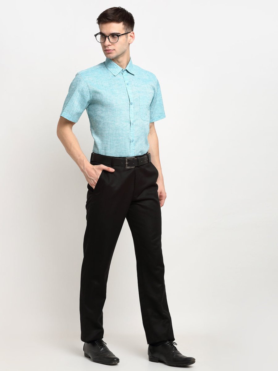 Green Solid Half Sleeve Shirt for Men - SF_783Green_S