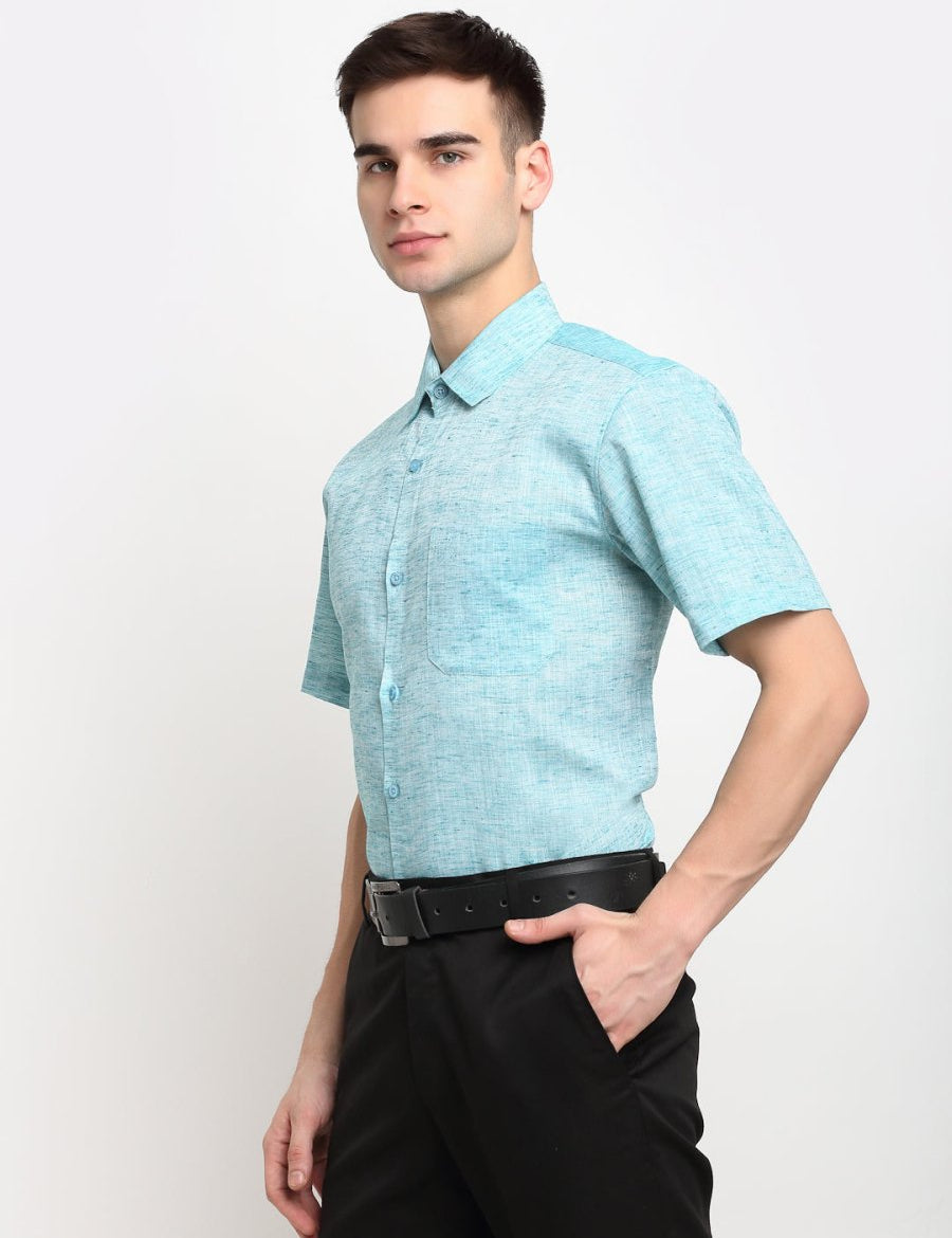 Green Solid Half Sleeve Shirt for Men - SF_783Green_S