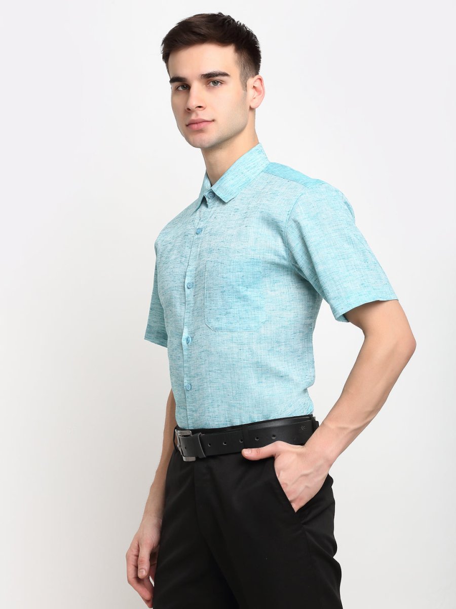 Green Solid Half Sleeve Shirt for Men - SF_783Green_S