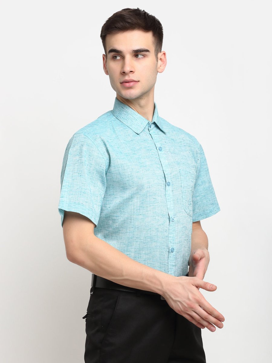 Green Solid Half Sleeve Shirt for Men - SF_783Green_S