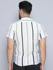 Green Striped Party Shirt for Men - SF_995Green_S