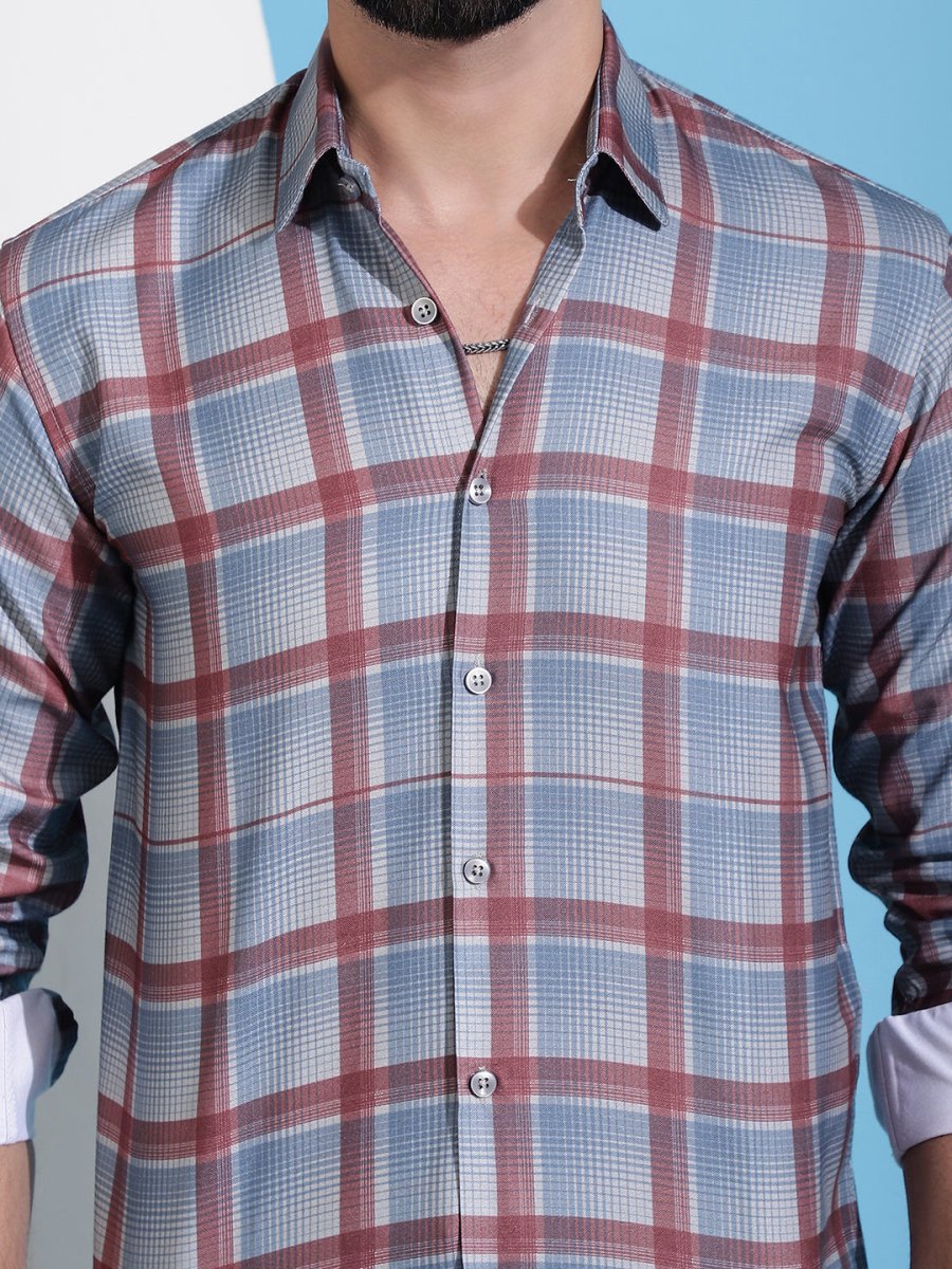 Grey Checked Cotton Casual Shirt for Men - SF_942Grey_S