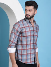 Grey Checked Cotton Casual Shirt for Men - SF_942Grey_S