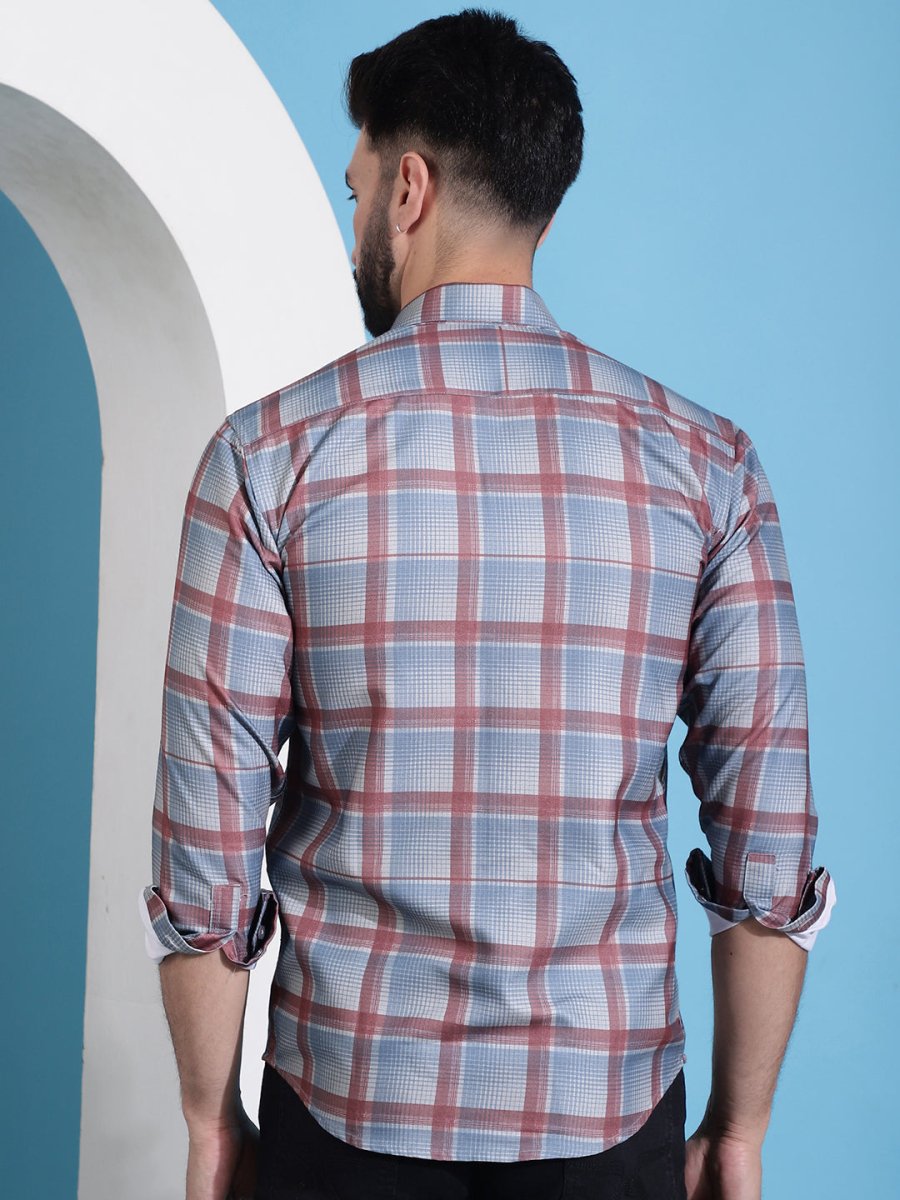 Grey Checked Cotton Casual Shirt for Men - SF_942Grey_S