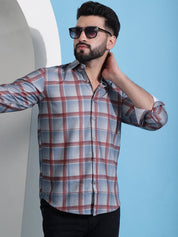 Grey Checked Cotton Casual Shirt for Men - SF_942Grey_S