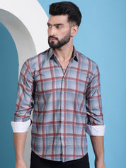 Grey Checked Cotton Casual Shirt for Men - SF_942Grey_S