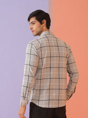 Grey Checked Cotton Shirt for Men - SF_9023Light-Grey_S