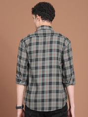 Grey Checked Cotton Shirt for Men - SF_9030Grey_S