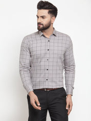 Grey Checked Cotton Shirt for Men - SF_742Grey_S