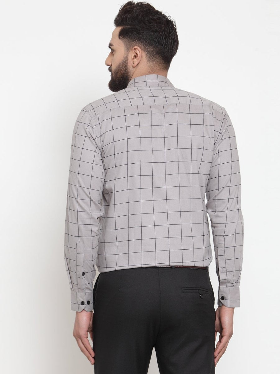Grey Checked Cotton Shirt for Men - SF_742Grey_S
