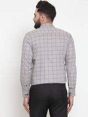 Grey Checked Cotton Shirt for Men - SF_742Grey_S