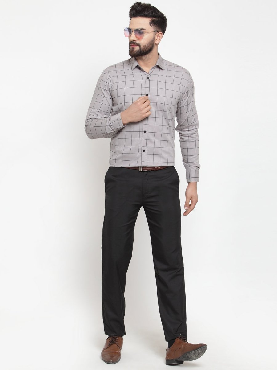 Grey Checked Cotton Shirt for Men - SF_742Grey_S
