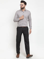 Grey Checked Cotton Shirt for Men - SF_742Grey_S