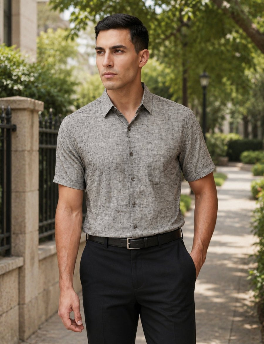 Grey Cotton Formal Shirt For Men - SF_783Grey_S