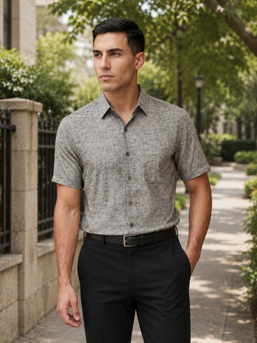 Grey Cotton Formal Shirt For Men - SF_783Grey_S