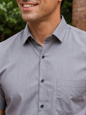 Grey Cotton Solid Formal Shirts - SF_754Grey_S