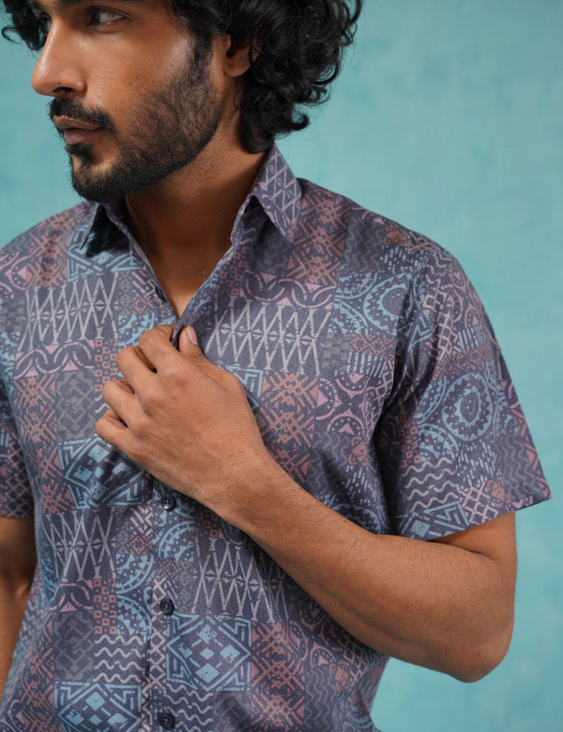 Grey Printed Casual Shirt - SF_909Grey_S