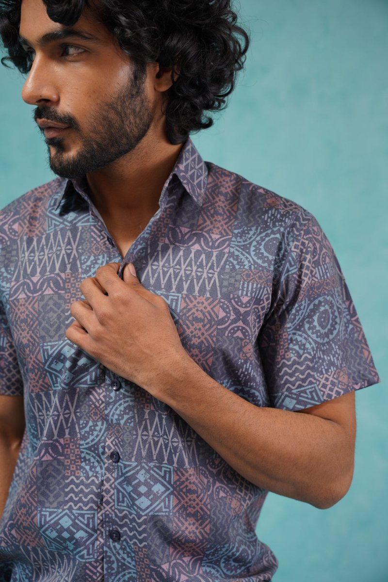 Grey Printed Casual Shirt - SF_909Grey_S