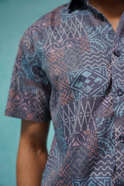 Grey Printed Casual Shirt - SF_909Grey_S