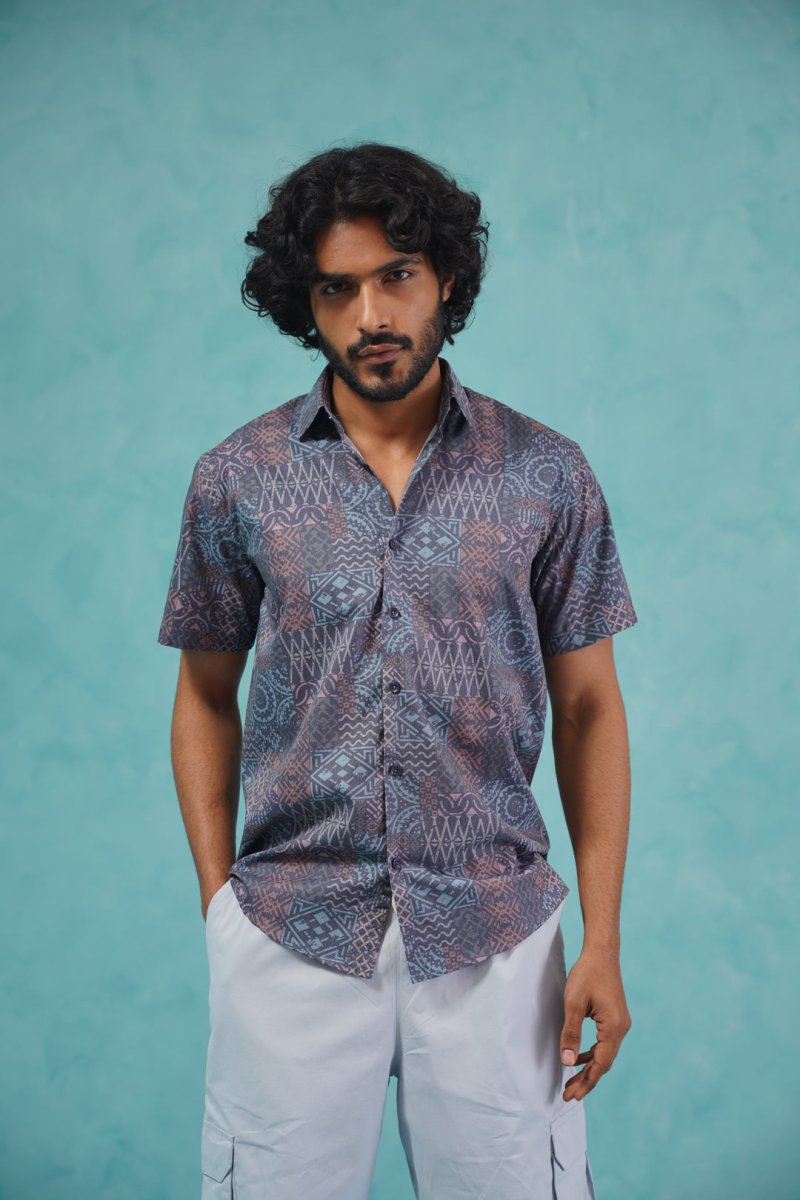 Grey Printed Casual Shirt - SF_909Grey_S