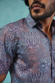 Grey Printed Casual Shirt - SF_909Grey_S