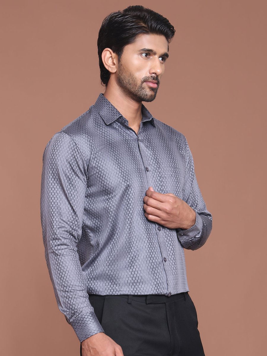 Grey Printed Cotton Shirt for Men - SF_9044Grey_S