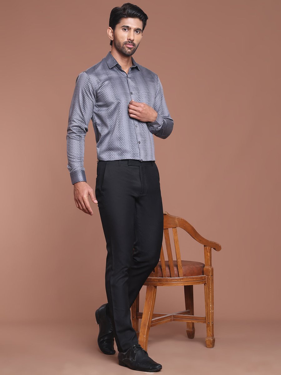 Grey Printed Cotton Shirt for Men - SF_9044Grey_S