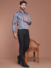 Grey Printed Cotton Shirt for Men - SF_9044Grey_S