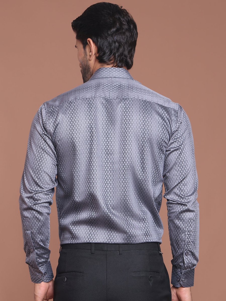 Grey Printed Cotton Shirt for Men - SF_9044Grey_S