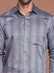 Grey Printed Cotton Shirt for Men - SF_9044Grey_S