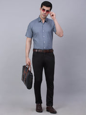 Grey Printed Half Sleeve Shirt for Men - SF_841Grey_S