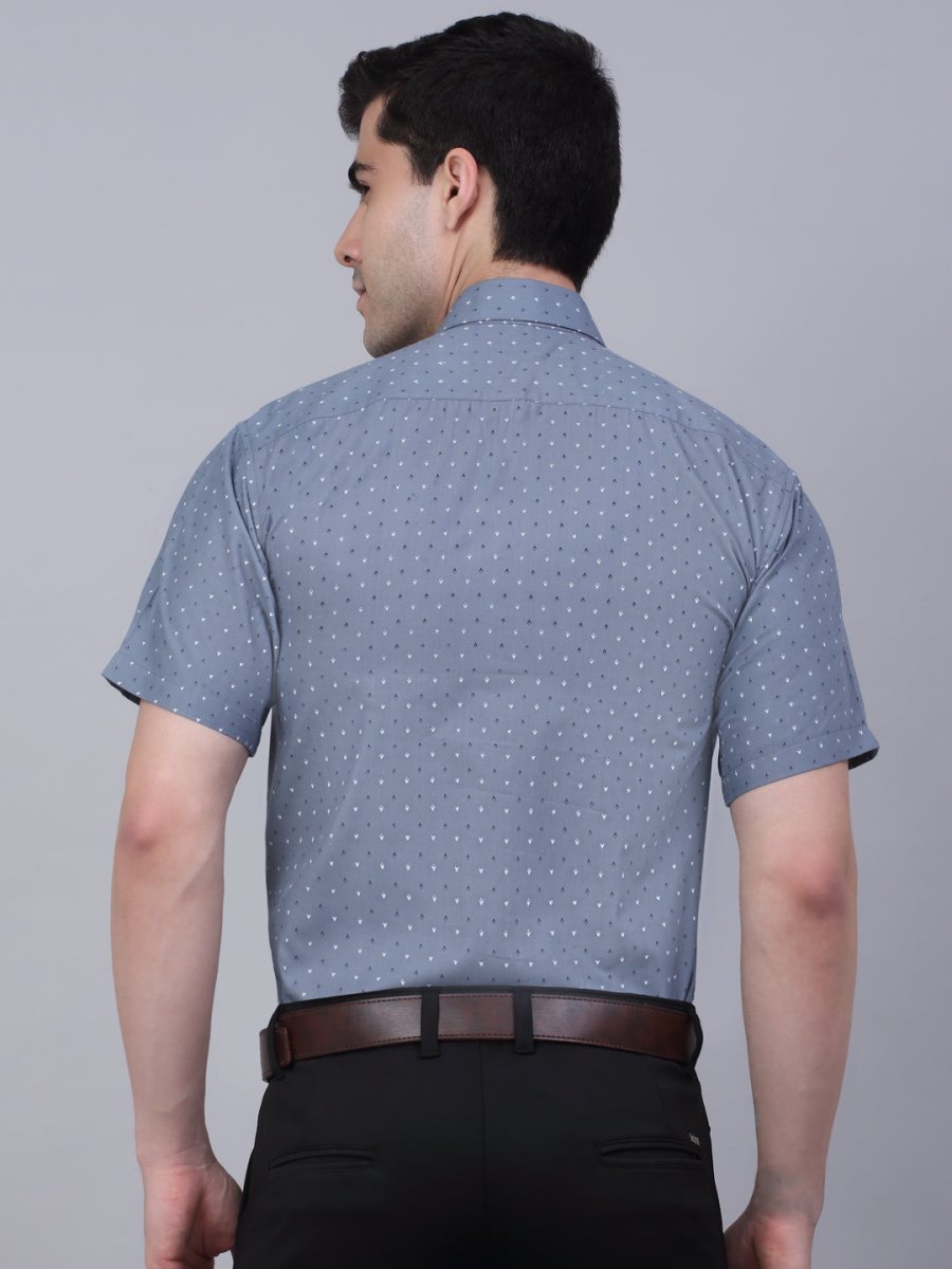Grey Printed Half Sleeve Shirt for Men - SF_841Grey_S