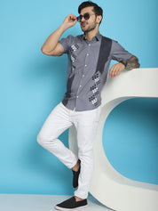 Grey Printed Party Shirt for Men - SF_918Grey_S