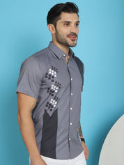 Grey Printed Party Shirt for Men - SF_918Grey_S