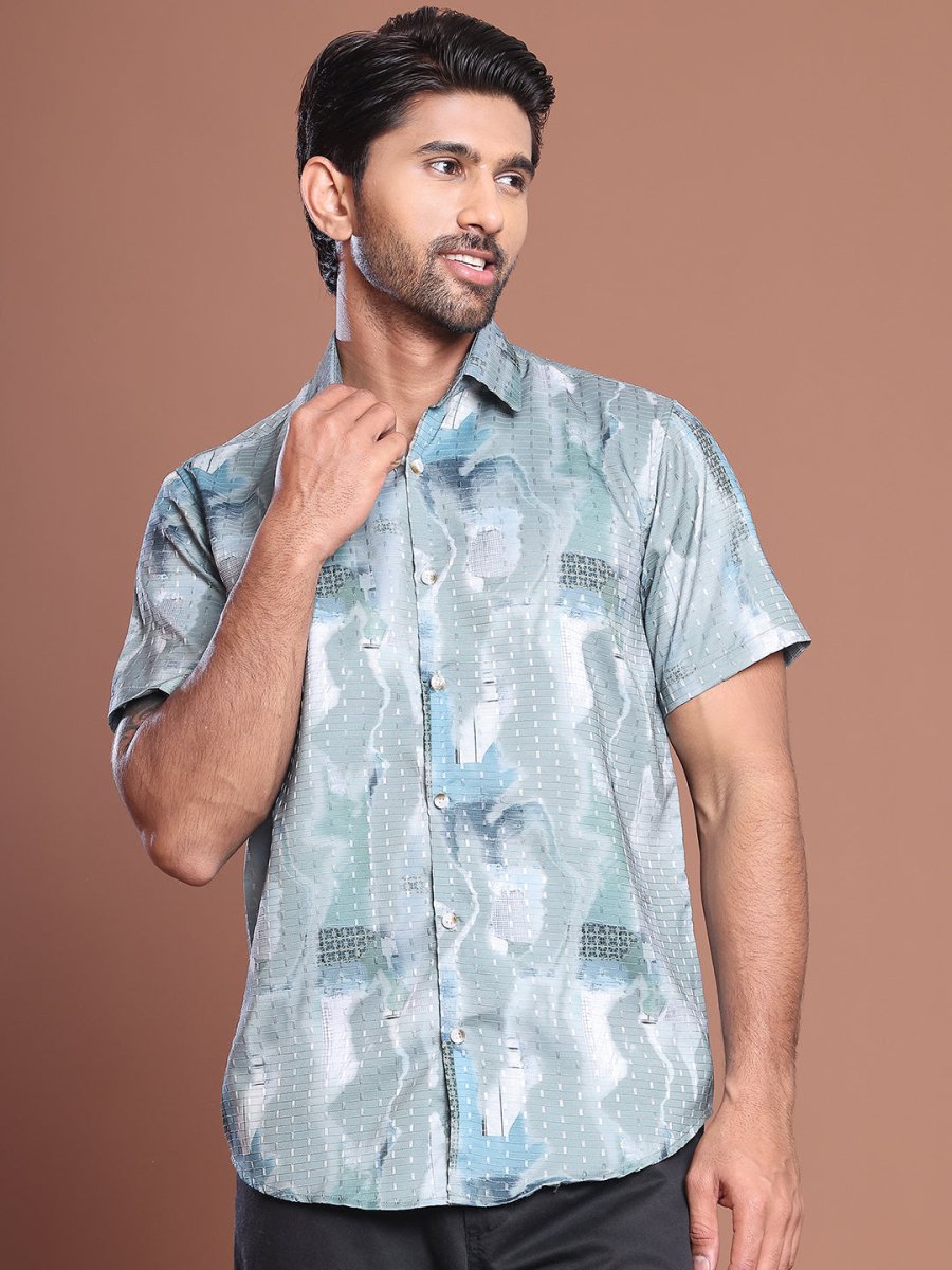 Grey Printed Party Shirt for Men - SF_9039Grey_S