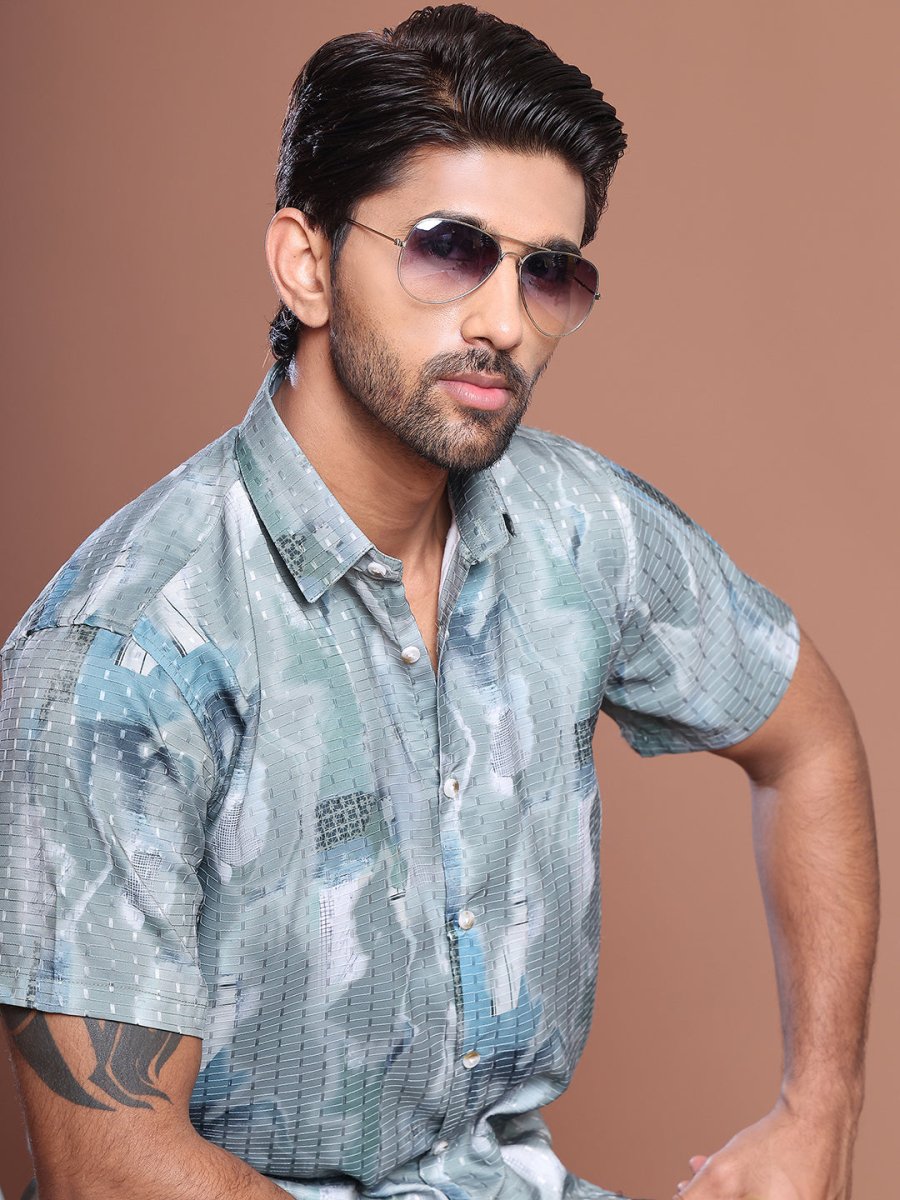 Grey Printed Party Shirt for Men - SF_9039Grey_S