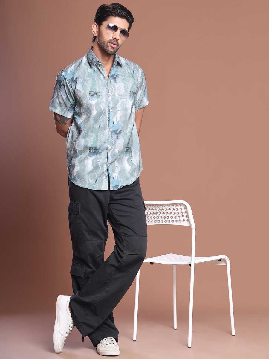 Grey Printed Party Shirt for Men - SF_9039Grey_S