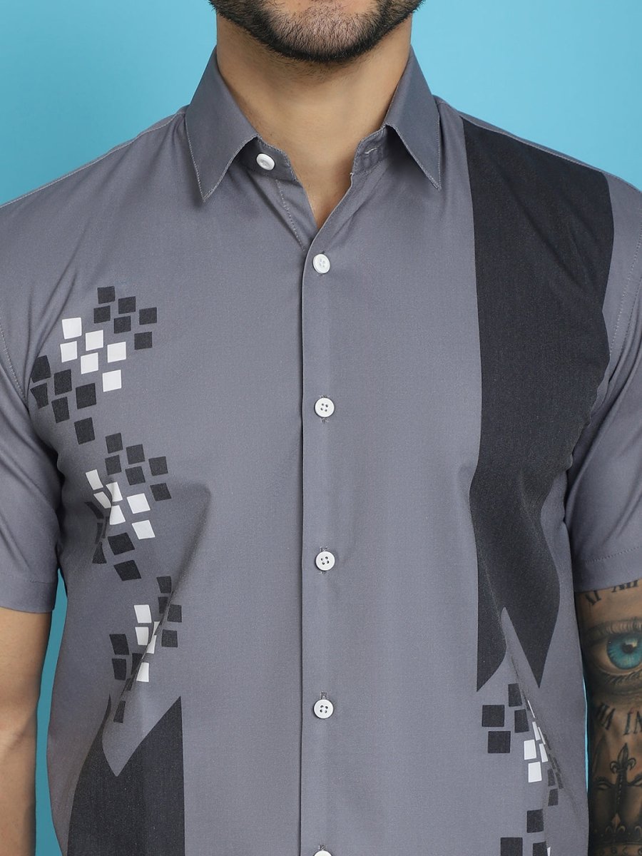 Grey Printed Party Shirt for Men - SF_918Grey_S