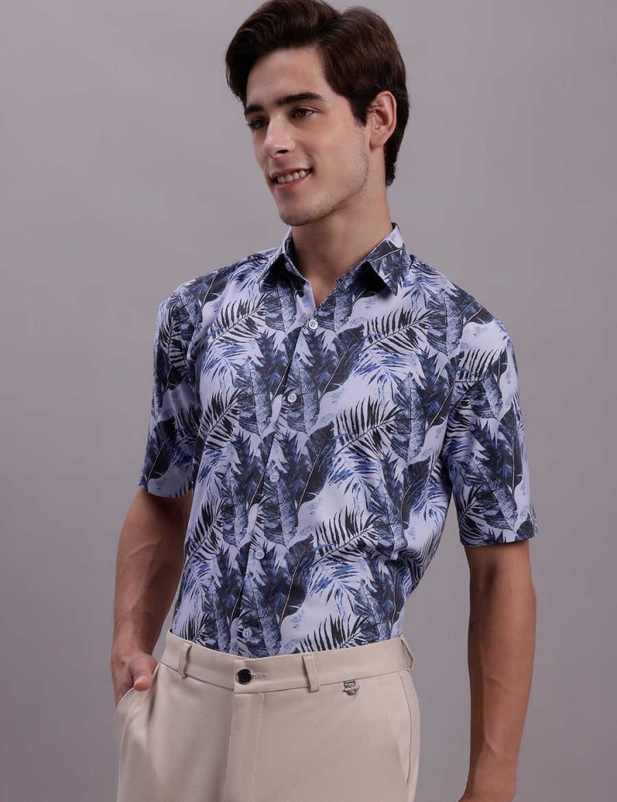 Grey Printed Party Shirt for Men - SF_885Grey_S